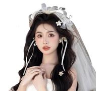 Elegante juego de pinzas para el pelo con borlas y lazos con velo y accesorios de peinado para el cabello para una moda sin esfuerzo en cualquier ocasión