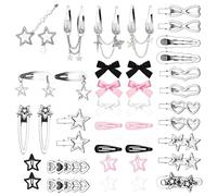Elegante juego de pinzas para el pelo de cadena con borlas y lazo de estrella, pasadores decorativos para el pelo para fiestas y salidas, pasador creativo