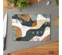 Elegante juego de tablas de cortar de vidrio, diseño de líneas dinámicas, vidrio templado, superficie texturizada, puntos de goma, se recomienda lavar a mano