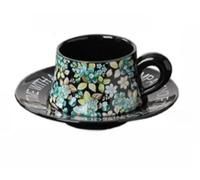 Elegante juego de taza de café y platillo de cerámica de 10 onzas con caja de regalo, juego de taza de té y platillo de porcelana floral, juego de taza de té retro de la tarde con taza de café negra