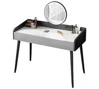 Elegante juego de tocador de maquillaje con luces y espejo, tocador de 2 cajones para mujeres y niñas, elegante herramienta con iluminación LED (color: A, tamaño: 100 x 40 x 120 cm)