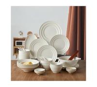 Elegante juego de vajilla de cerámica blanca ligero resistente al chip placa tazón servicio de colección para 7 para el hogar o regalo dar 48 unids
