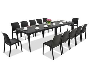 Elegante juego de vajilla Oslo/Volga 12 antracita Bica