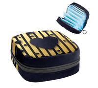 Elegante kit de San Valentín para niñas con diseño de corazones negros con diseño de rayas, bolsa de tampón, bolsa menstrual, soporte para almohadilla de lactancia con cremallera, bolsa de servilleta