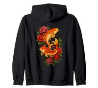 Elegante Koi Fish Tattoo Style Floral Art Design Sudadera con Capucha
