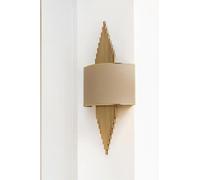 Elegante lámpara de pared con cuerpo de metal y tapa de tela, oro y beige, 65 cm de altura, 1 LED de 3,15 W, funciona con batería, IP20, iluminación elegante para decoración del hogar