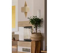 Elegante lámpara de pared con cuerpo de metal y tapa de tela, oro y beige, 65 cm de altura, 1 LED de 3,15 W, funciona con batería, IP20, iluminación elegante para decoración del hogar
