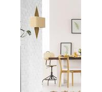 Elegante lámpara de pared con cuerpo de metal y tapa de tela, oro y beige, 65 cm de altura, 1 LED de 3,15 W, funciona con batería, IP20, iluminación elegante para decoración del hogar