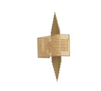 Elegante lámpara de pared con cuerpo de metal y tapa de tela, oro y beige, 65 cm de altura, 1 LED de 3,15 W, funciona con batería, IP20, iluminación elegante para decoración del hogar