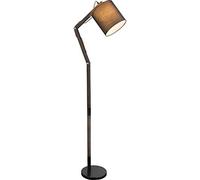 Elegante lámpara de pie articulada de madera y metal con pantalla para bombilla de rosca E27.