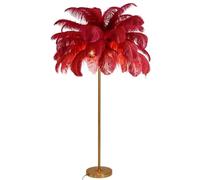 Elegante lámpara de pie Feather de 160 cm con bombilla LED G4 regulable. Cuerpo en forma de D. Ideal para sala de estar y dormitorio. Elegante luz de lectura. Decoración moderna. Pantalla blanca.