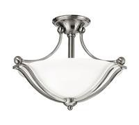 Elegante Lámpara de Techo en Blanco Níquel Ø49cm Cristal Pantalla Pasillo Salón