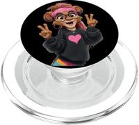 Elegante Leona de Dibujos Animados con Signo de Paz Vibra Retro PopSockets PopGrip para MagSafe