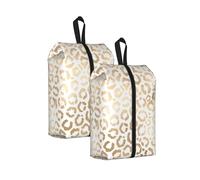Elegante Leopardo Guepardo Blanco Dorado， Bolsas de Viaje para Zapatos (Paquete de 2), Bolsas Impermeables para Guardar Zapatos, Organizador de Zapatos para Viajes y hogar.
