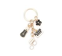 Elegante llavero de acero inoxidable con colgante de notas de piano y guitarra, regalo para amantes de la música, buena novia, mamá o boda, llavero mujer, regalo para novias, plata, S