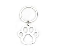 Elegante llavero de acero inoxidable con creativo colgante de huella de gato, regalo para mujeres, regalo de cumpleaños personalizado, perfecto para buenas amigas y madres, llavero de coche, plata, S