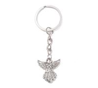 Elegante llavero de ángel con colgante de metal plateado, llavero con amuleto de buena suerte, correa para teléfono móvil para conductores