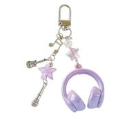 Elegante llavero de notas musicales con diseño de colgante de auriculares para mochila, accesorios de teléfono e ideas de regalo, dije ligero para mochila, Morado (, Keychain