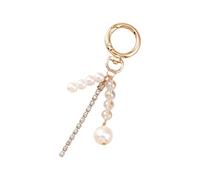 Elegante llavero de perlas de conchas marinas para mujer, elegante accesorio de cadena de playa con dije de caballito de mar y estrellas de mar para mujer, llavero de moda, a, Talla única