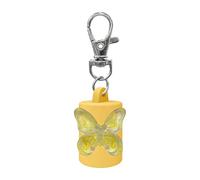 Elegante llavero transparente con forma de mariposa y estuche para bálsamo labial, organizador portátil de cosméticos para uso diario, pequeño llavero cosmético, Amarillo, Talla única