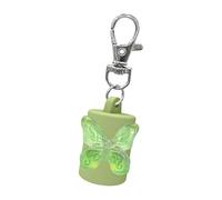 Elegante llavero transparente con forma de mariposa y estuche para bálsamo labial, organizador portátil de cosméticos para uso diario, llavero de accesorios de moda, Green, Talla única