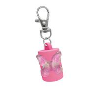 Elegante llavero transparente con forma de mariposa y estuche para bálsamo labial, organizador portátil de cosméticos para uso diario, llavero de accesorios de moda, rosa roja, Talla única