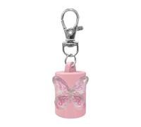 Elegante llavero transparente con forma de mariposa y estuche para bálsamo labial, organizador portátil de cosméticos para uso diario, pequeño llavero cosmético, a, Talla única