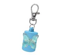 Elegante llavero transparente con forma de mariposa y estuche para bálsamo labial, organizador portátil de cosméticos para uso diario, llavero de accesorios de moda, Blue, Talla única