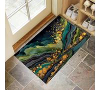 Elegante Lujoso Felpudo De Entrada, Turquesa 60 X 90 Cmalfombra para Puerta, Felpudo Absorbente, Textura Mármol Alfombrilla Antideslizante para Recibidor, Pasillo, Cocina, Dormitorio
