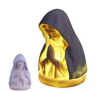 Elegante luz nocturna de oración de la Virgen María, lámpara devocional LED de 7 pulgadas para decoración del hogar, brillo suave para meditación y regalo espiritual perfecto para cualquier ocasión
