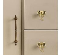 Elegante manija de gabinete de cabeza de elefante de nariz larga, tiradores de cajón de moda para mejoras del hogar (dorado)