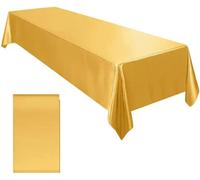 Elegante mantel de satén dorado para boda, suave y brillante, de seda, para decoración de banquetes de Navidad, aniversarios, fiestas, 145 x 335 cm