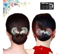 Elegante máquina para hacer moños de pelo con alas de ángel de pavo real, rizador de pelo de pavo real, rodillo de bola, rizador de pelo perezoso, moño hábil, clip de pelo de flor de diamantes de