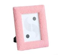 Elegante marco de fotos de felpa para impresiones de 10 x 15 cm, diseñado para decoración atemporal del hogar (rosa)