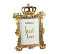 Elegante marco de fotos europeo con forma de coronas de resina para boda, aniversario, escritorio, regalo, coronas europeas