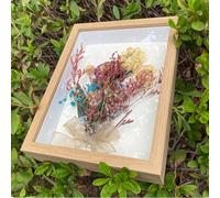 Elegante marco de fotos hecho a mano de arcilla con elementos florales 3D para exhibición creativa (color madera de 10 x 15)