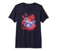 Elegante Mariposa contra ilustración de Fondo Floral Camiseta Premium