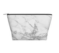 Elegante Mármol Blanco Gris Plata Glitter, Bolsa de artículos de tocador Bolsa de Maquillaje Bolsa de cosméticos Bolsa de artículos de tocador de Viaje portátil