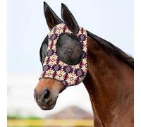 Elegante máscara de mosca de caballo con orejas: malla suave y transpirable, protección UV, divertido estampado floral para comodidad y protección durante todo el año.