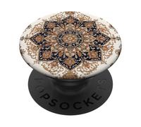 Elegante medallón Floral Vintage de Mandala Persa Azul Marino y Dorado PopSockets PopGrip Adhesivo