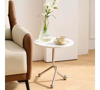 Elegante mesa auxiliar redonda vintage, mesa auxiliar de madera con patas de metal, diseño portátil para sala de estar, dormitorio, balcón, espacios de esquina