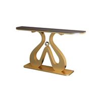 Elegante mesa consola con marco de hierro dorado, perfecta para espacios pequeños. Mejora la decoración de la sala de estar, pasillo o vestíbulo con lujoso diseño de losa de roca