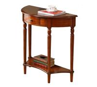 Elegante mesa consola de media luna de madera maciza con cajones y estante, mesa de entrada vintage de 2 niveles para sala de estar, mesa auxiliar semicircular de grano de madera de cerezo (1000 x 400