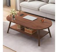 Elegante mesa de centro ovalada con almacenamiento de 2 capas, moderna mesa de sofá para sala de estar, diseño de estantería abierta para un fácil acceso y nización