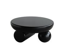Elegante mesa de centro redonda con mesas auxiliares, no requiere montaje, diseño moderno y resistente para sala de estar (negro)