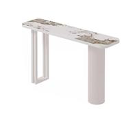 Elegante mesa de entrada estrecha con parte superior de piedra sinterizada y marco de acero al carbono, consola delgada resistente a los arañazos para pasillo, vestíbulo, sala de estar, espacios
