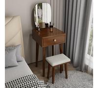 Elegante mesa de maquillaje de madera con espejo, escritorio y cajón que ahorra espacio, juego de muebles de dormitorio con silla, cómoda elegante para habitaciones pequeñas