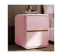 Elegante mesita de noche de cuero con 2 cajones, mesa auxiliar de madera nórdica, elegante mesita de noche para dormitorios y salas de estar, decoración moderna para el hogar