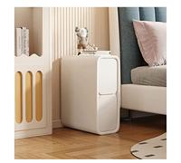 Elegante mesita de noche de piel de microfibra con 2 cajones, moderna mesita de noche para espacios pequeños, armario de almacenamiento minimalista para dormitorio