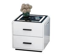 Elegante mesita de noche inteligente con estación de carga inalámbrica, 2 cajones, luz LED de 3 colores, USB, mesita de noche